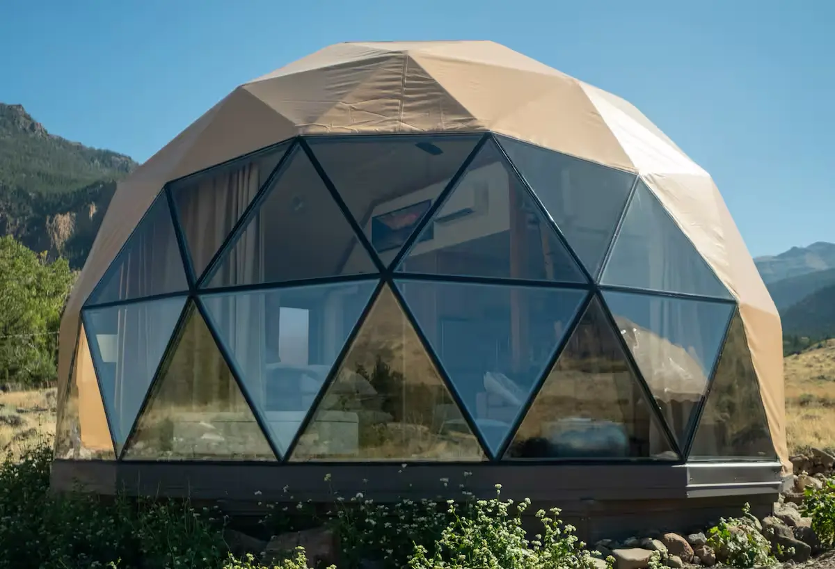 Dome home exterior in Wyoming landscape