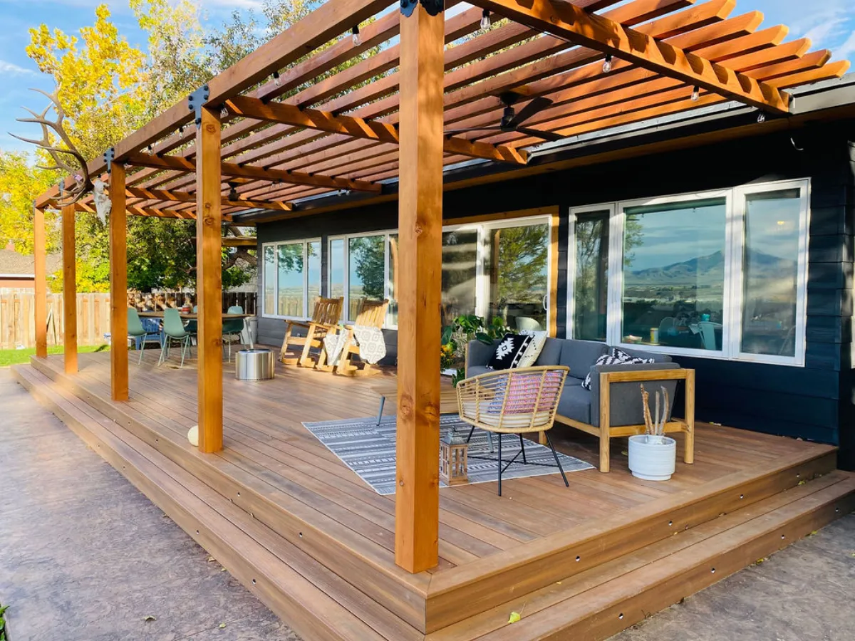 Custom pergola and deck by Pilot Peak Construction