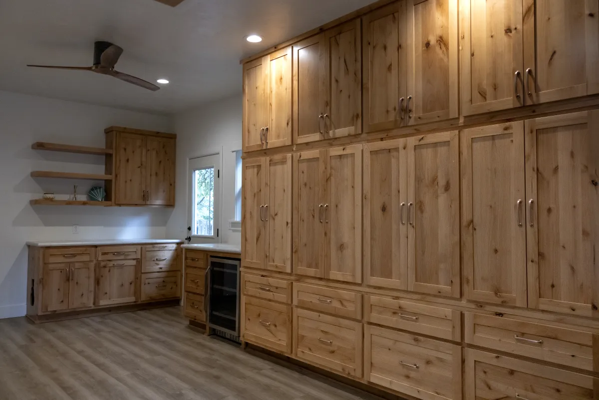 Floor-to-ceiling custom cabinetry by Pilot Peak Construction