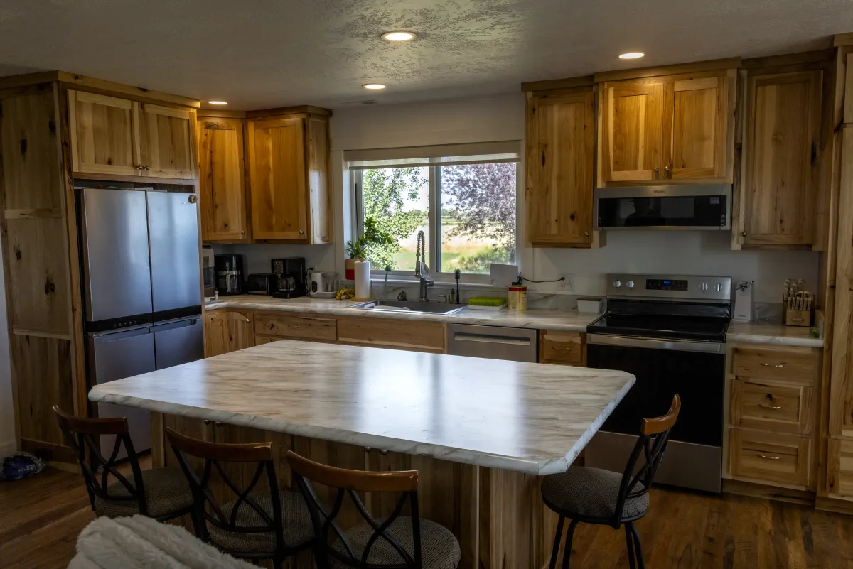 Kitchen remodel with hickory cabinets by Pilot Peak Construction