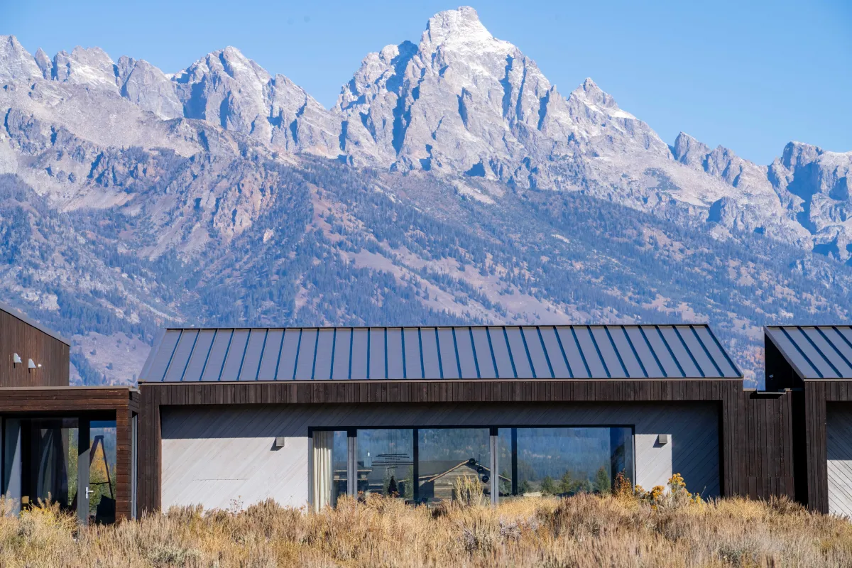 Modern standing seam roof with Grand Teton views by Pilot Peak Construction